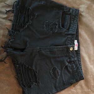 Buddy Love Black Distressed Jean Shorts